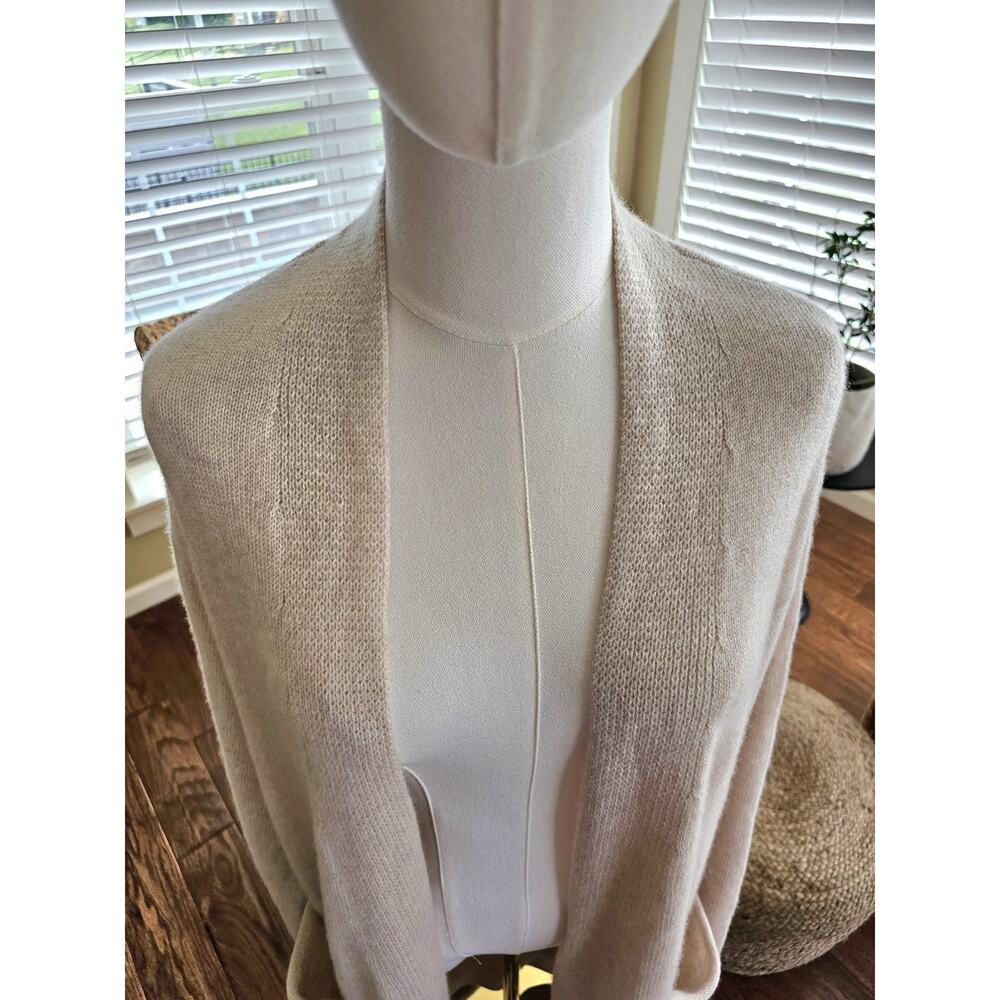 Reformation Bri Cashmere Long Open Front Cardigan Oatmeal Sz Small Tan Designer - Picture 4 of 14